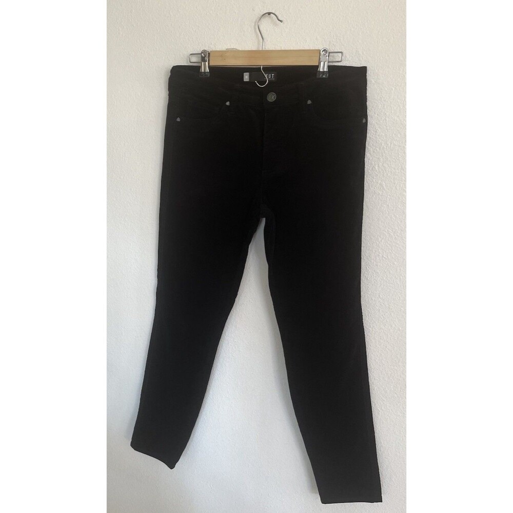 KUT Diana Fab Ab Skinny Jeans Womens 10 Black Pinstriped Corduroy Dark Academia